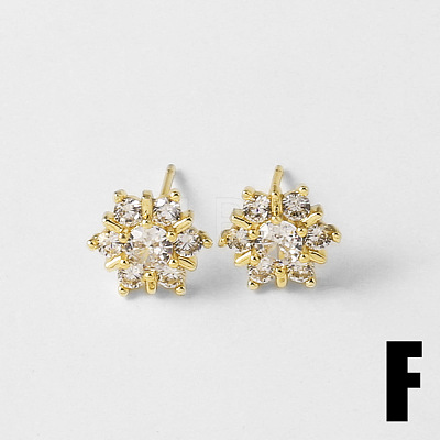 Brass & Cubic Zirconia Stud Earrings WGAF93C-06-1