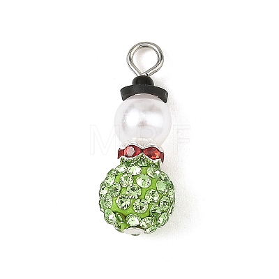 Christmas Handmade Polymer Clay with Rhinestone Pendants PALLOY-JF06037-01-1