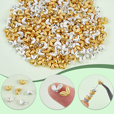 400Pcs 2 Colors Alloy Beads FIND-SP0002-37-1
