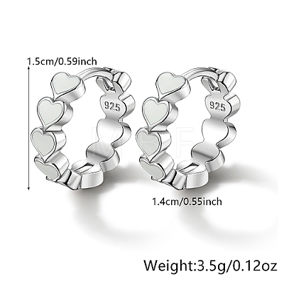 Rhodium Plated 925 Sterling Silver Huggie Hoop Earrings for Women DS9629-1-1