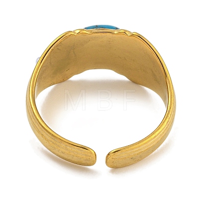 Oval Synthetic Turquoise Finger Rings RJEW-U015-02G-1