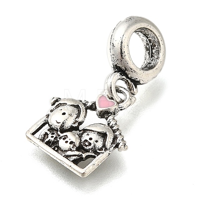 Rack Plating Alloy Pink Enamel European Dangle Charms PALLOY-A009-09AS-1