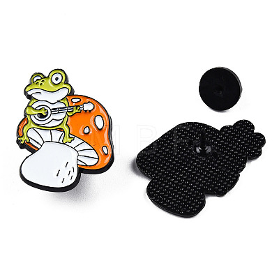 Frog with Mushroom Enamel Pin JEWB-N007-237-1