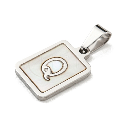 Vacuum Plating 304 Stainless Steel Pave Natural White Shell Pendants STAS-S130-03P-Q-1
