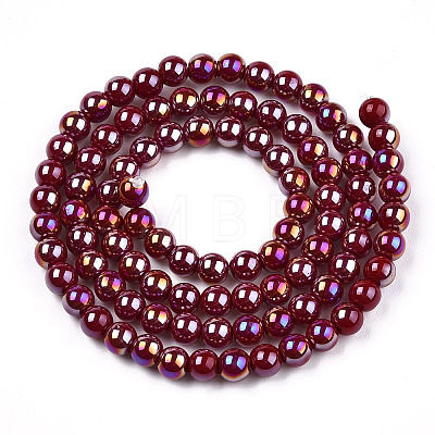 Electroplate Opaque Glass Beads Strands GLAA-T032-P4mm-AB05-1