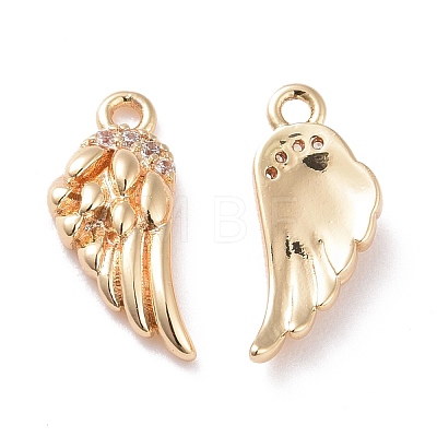 Brass Micro Pave Clear Cubic Zirconia Charms KK-G418-12G-1