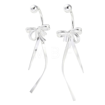 999 Sterling Silver Bowknot Ear Plugs Gauges EJEW-P296-18S-1