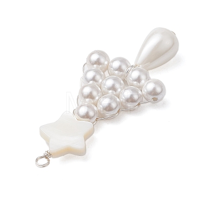 Shell Pearl Beaded Christmas Tree Big Pendants PALLOY-TA00169-1