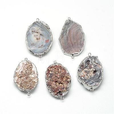 Natural Druzy Agate Links connectors G-Q494-13-1