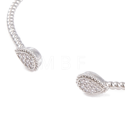 Rack Plating Brass Pave Clear Cubic Zirconia Teardrop Open Cuff Bangles BJEW-S148-03P-1