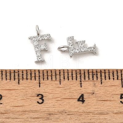 Initial Letter Brass Micro Pave Cubic Zirconia Pendants ZIRC-F008-F-1