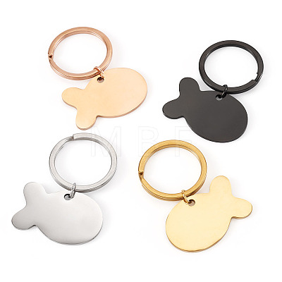 4Pcs 4 Colors Stainless Steel Fish Keychains KEYC-TA0004-80B-1