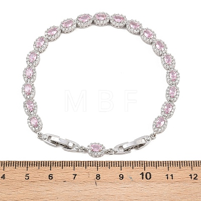 Platinum Tone Brass Micro Pave Cubic Zirconia Tennis Bracelets BJEW-B160-02P-01-1