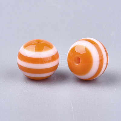 Round Striped Resin Beads RESI-R158-10mm-13-1