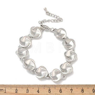 Brass Flat Round Links Bracelets for Women KK-B124-11P-1