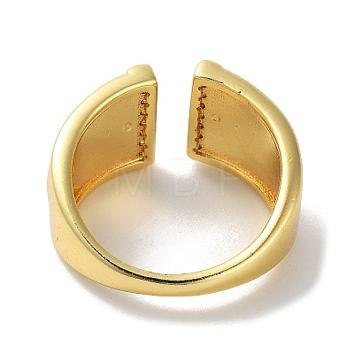 Brass Micro Pave Cubic Zirconia Open Cuff Rings RJEW-E292-01G-1