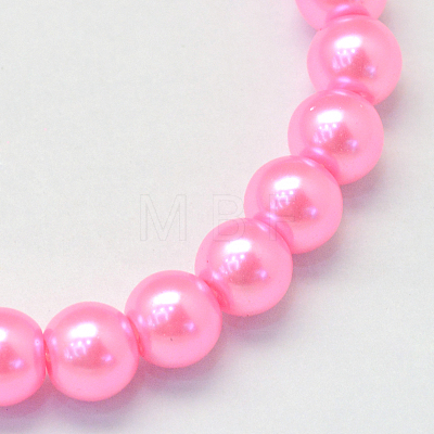 Baking Painted Pearlized Glass Pearl Round Bead Strands HY-Q330-8mm-68-1