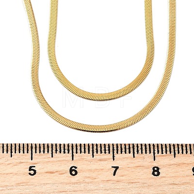 304 Stainless Steel Flat Snake Chain Double Chain Necklaces NJEW-Q039-01G-1