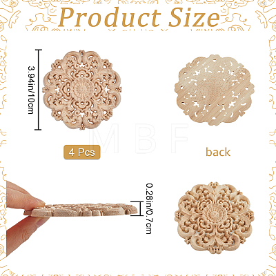 Rubber Wood Carved Onlay Applique Craft DJEW-WH0015-32A-1