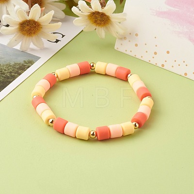 Handmade Polymer Clay Column Beads Stretch Bracelets BJEW-JB06425-1