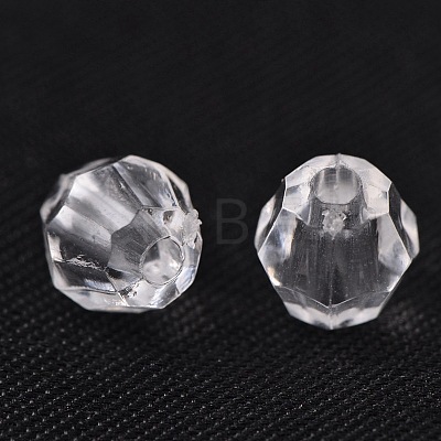 Round Shaped Transparent Acrylic Faceted Beads X-DB6mmC01-1