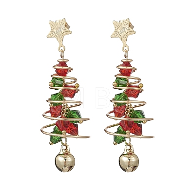 Brass Imitation Austrian Crystal Dangle Stud Earrings EJEW-TA00737-1