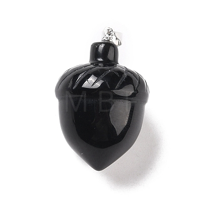 Natural Obsidian Pendants G-M393-01P-07-1