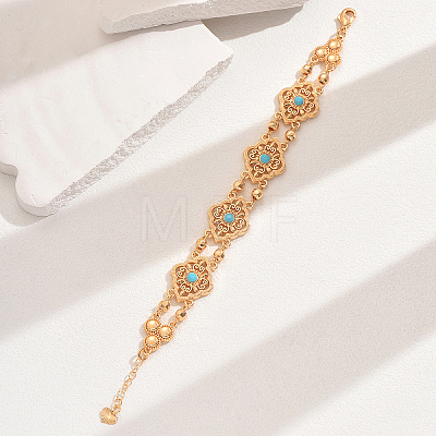 Vintage Brass Glass Hollow Link Bracelets for Women QG3110-3-1