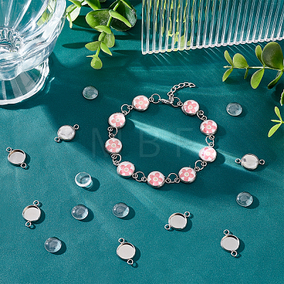 100Pcs 304 Stainless Steel Cabochon Connector Settings STAS-UN0039-28B-1