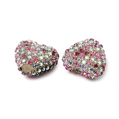 Sparkling Acrylic Heart Beads with Rhinestone Embellishment OACR-NH0001-02A-02-1