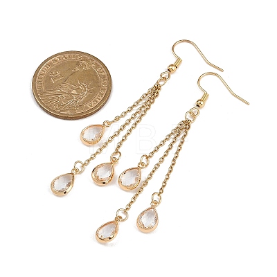 Brass Glass Teardrop Dangle Earrings EJEW-JE06579-1