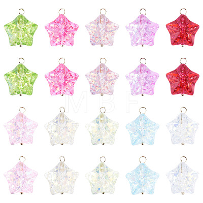 50Pcs 10 Styles Electroplate Baking Paint Glass Pendants PALLOY-TAC0275-1