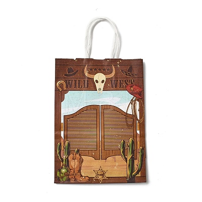 Cowboy Series Printed Kraft Paper Tote Bags ABAG-B006-02C-1