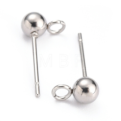 304 Stainless Steel Ball Post Stud Earring Findings X-STAS-Z035-02P-F-1