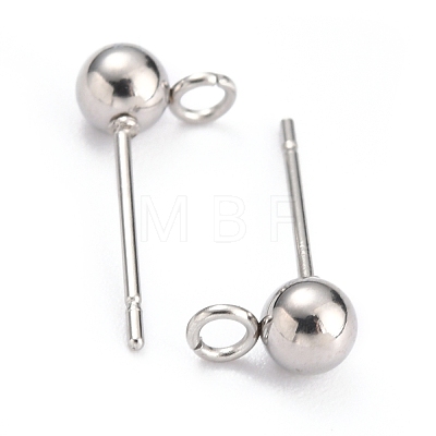 Non-Tarnish 304 Stainless Steel Ball Post Stud Earring Findings X-STAS-Z035-02P-F-1