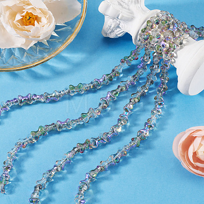 Electroplate Transparent Glass Beads Strands GLAA-TAC0028-009E-1