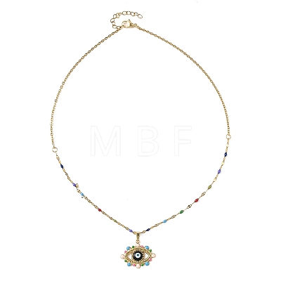 304 Stainless Steel Evil Eye Pendants 304 Stainless Steel Chains Necklaces for Women NJEW-JN06380-1