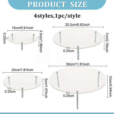 FINGERINSPIRE 4 Sets 4 Styles Round Acrylic Cupcake Riser Holder ODIS-FG0001-70-1