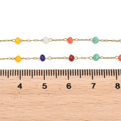Colorful Rondelle Plastic Beads Handmade Link Chain Necklaces NJEW-P354-02B-G-1