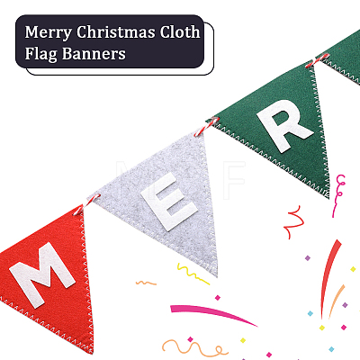 Merry Christmas Cloth Flag Banners DIY-WH0401-90-1