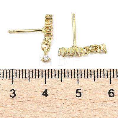 Brass Micro Pave Clear Cubic Zirconia Stud Earrings EJEW-R016-26G-01-1