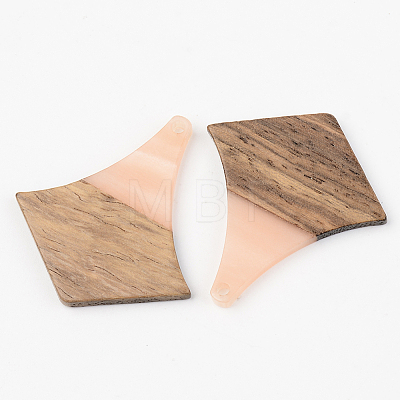Opaque Resin & Walnut Wood Pendants RESI-S389-055A-C02-1