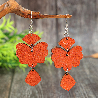 Zinc Alloy & Imitation Leather Dangle Earrings WGC987C-01-1