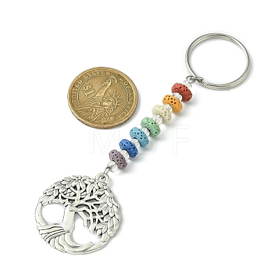 Chakra Natural Lava Rock & Alloy Tree of Life Pendant Keychain KEYC-JKC00644-06-1