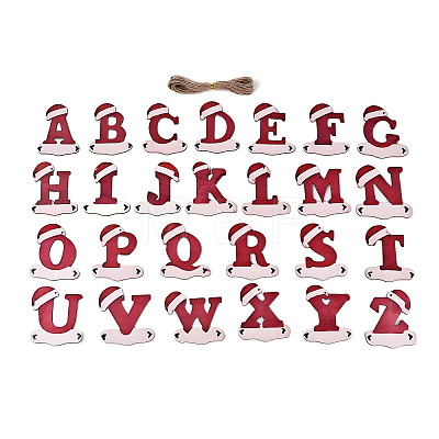 26Pcs UV Single Face Printed Wood Pendant Decorations WOOD-N020-40-1