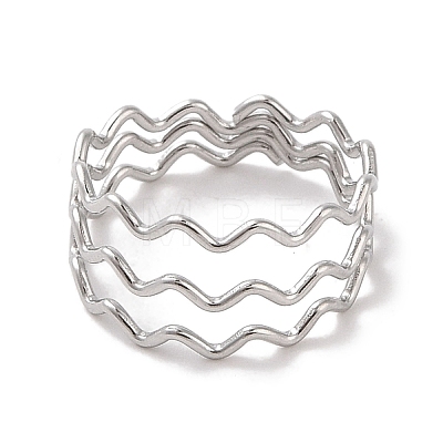 Non-Tarnish 304 Stainless Steel Wave Finger Rings for Women RJEW-G315-07B-P-1