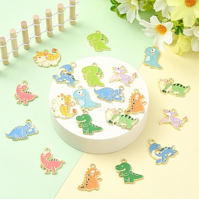 20Pcs 10 Styles Zinc Alloy Enamel Pendants ENAM-YW0008-32-1