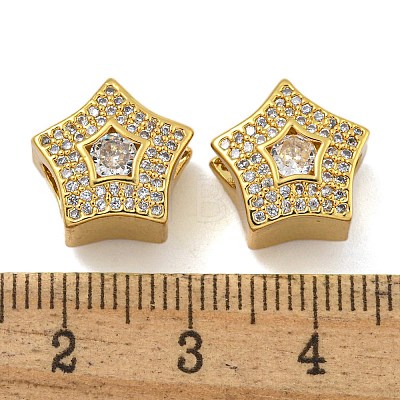 Rack Plating Brass Micro Pave Cubic Zirconia Beads KK-I718-44G-1