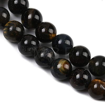 Natural Yellow Blue Tiger Eye(Dyed & Heated) Bead Strands G-P230-07-6mm-AB-1