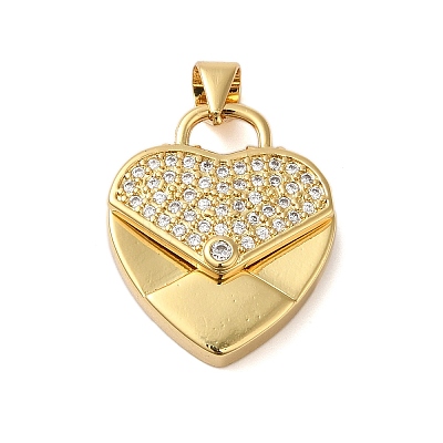 Rack Plating Brass & Clear Cubic Zirconia Pendants KK-S372-25G-1